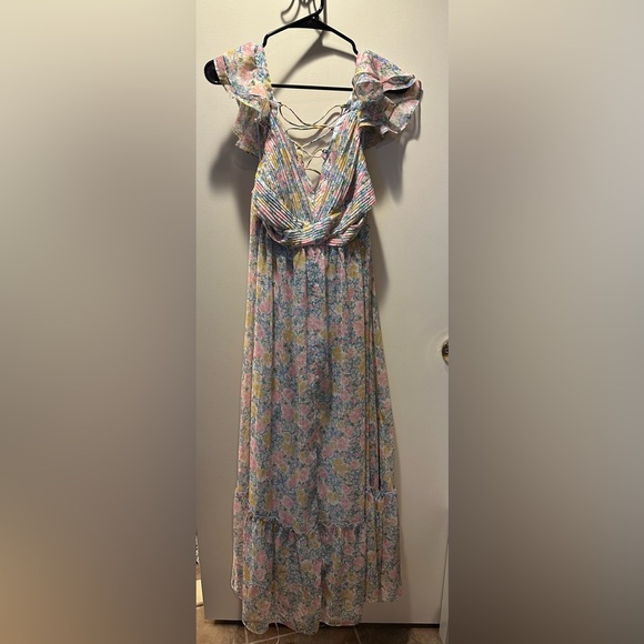 Astr Pastel Floral Pleated Dress - Picture 1 of 5